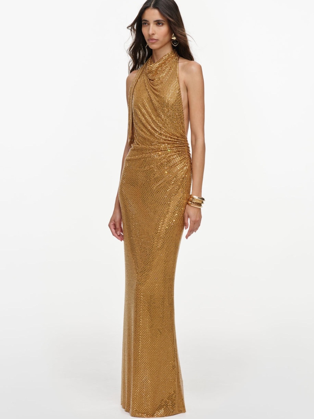 NWOT Self-Portrait rhinestone halter maxi dress - Picture 3 of 7